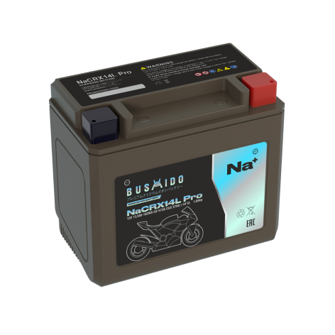 фото Мото BUSHIDO NaCRX14L pro (YTX14L-BS, 13,5Ah) обр